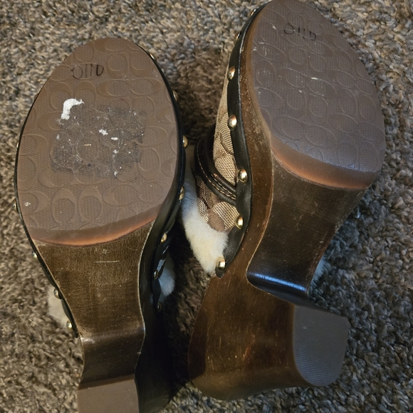 Coach Ivanka wood & faux fur clog sz6 1/2M - Picture 6 of 15